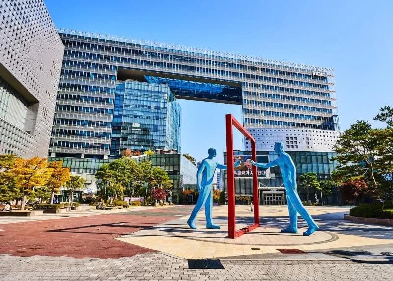 Square M-Communication in the outdoor plaza at MBC, Sangam
