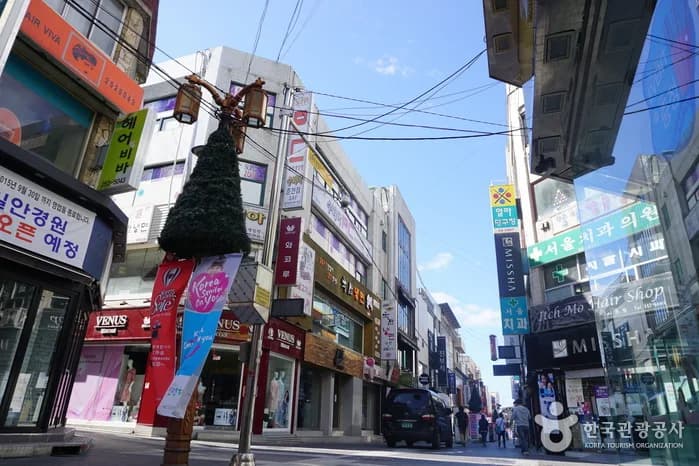 Myeongdong Street in central Chuncheon, the shopping district used in Winter Sonata.